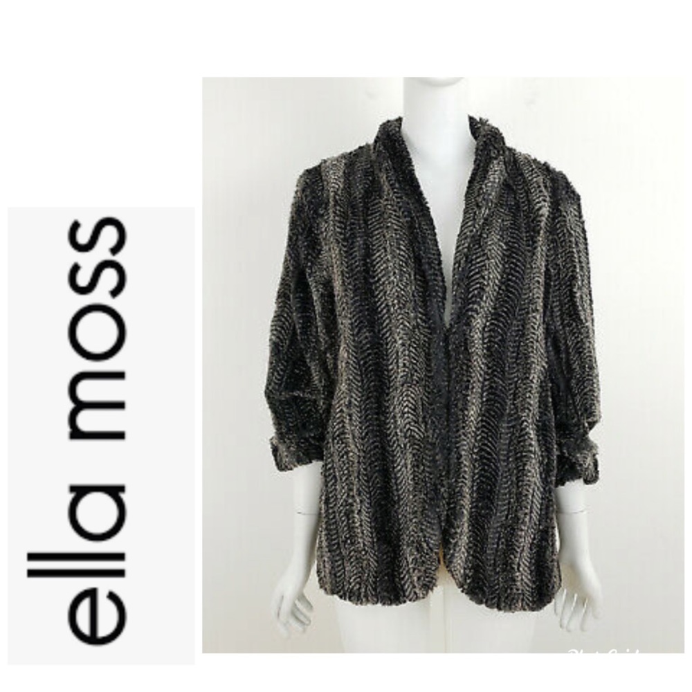 Ella Moss faux fur 3/4 rouched sleeve jacket!